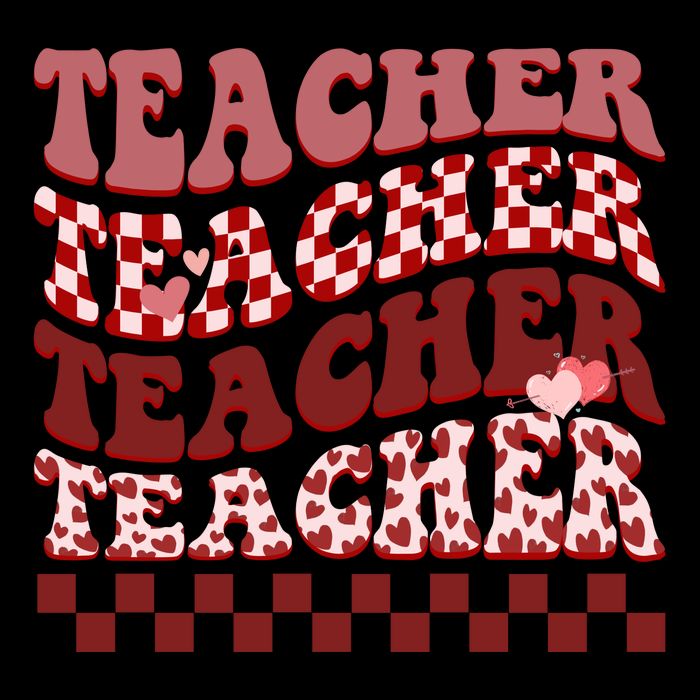 Teacher Valentine Groovy Cute 7-Panel Snapback Hat