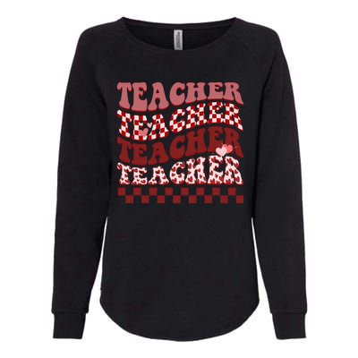 Teacher Valentine Groovy Cute Womens California Wash Sweatshirt