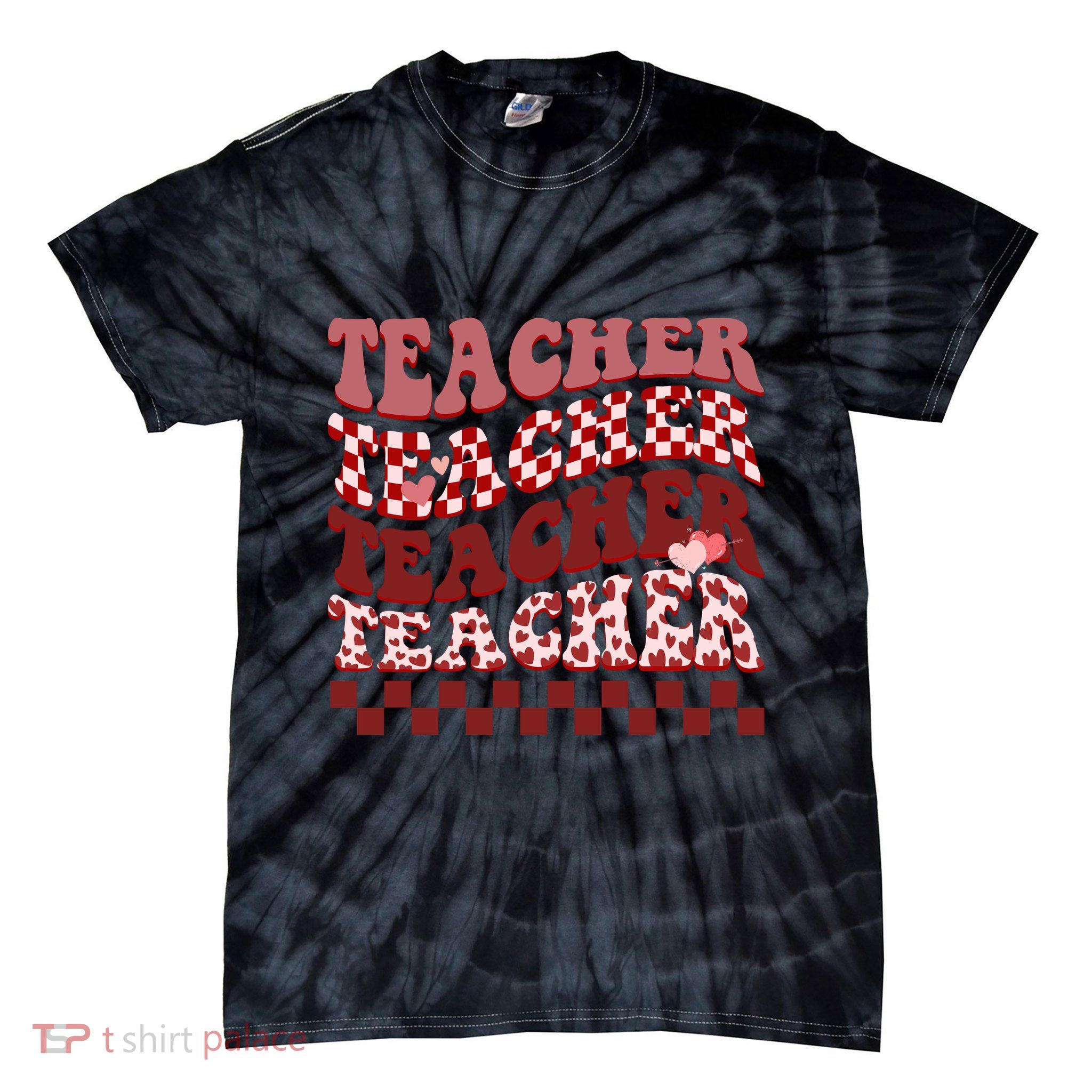 Teacher Valentine Groovy Cute Tie-Dye T-Shirt