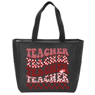 Teacher Valentine Groovy Cute Zip Tote Bag