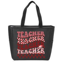 Teacher Valentine Groovy Cute Zip Tote Bag