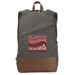 Teacher Valentine Groovy Cute Cotton Canvas Backpack