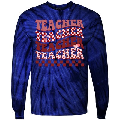 Teacher Valentine Groovy Cute Tie-Dye Long Sleeve Shirt