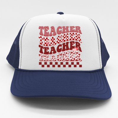 Teacher Valentine Groovy Cute Trucker Hat