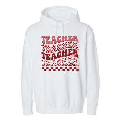 Teacher Valentine Groovy Cute Garment-Dyed Fleece Hoodie