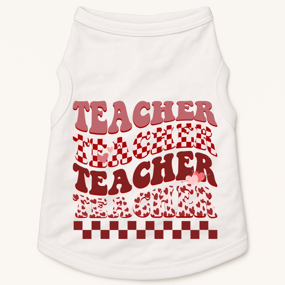 Teacher Valentine Groovy Cute Doggie Tank