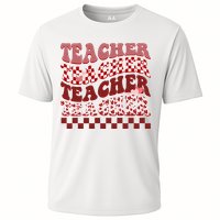 Teacher Valentine Groovy Cute Cooling Performance Crew T-Shirt