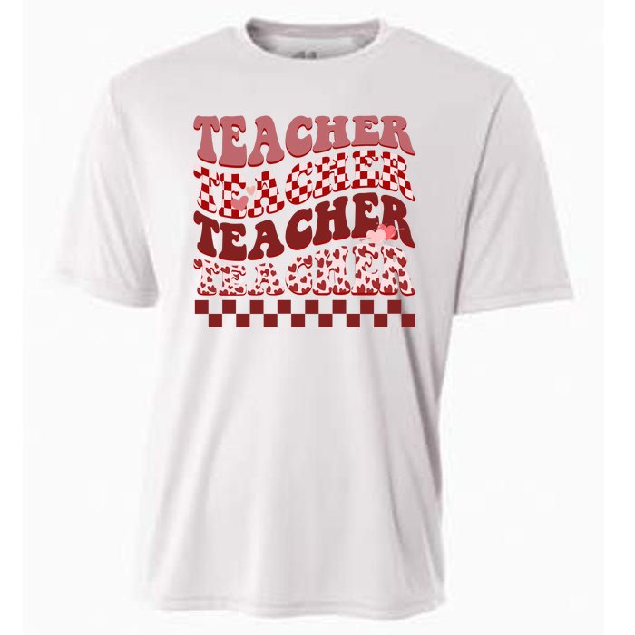 Teacher Valentine Groovy Cute Cooling Performance Crew T-Shirt