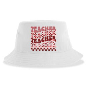 Teacher Valentine Groovy Cute Sustainable Bucket Hat