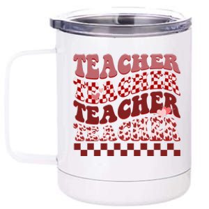 Teacher Valentine Groovy Cute 12 oz Stainless Steel Tumbler Cup