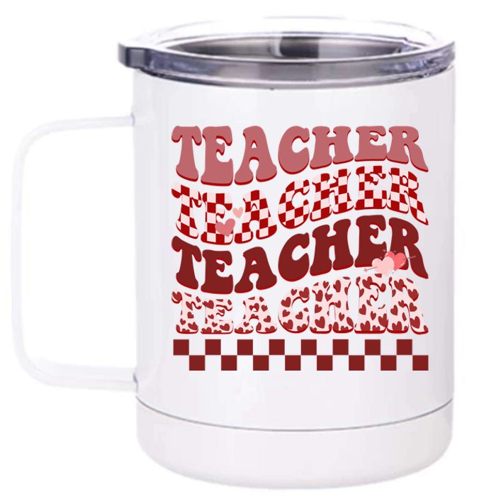 Teacher Valentine Groovy Cute 12 oz Stainless Steel Tumbler Cup