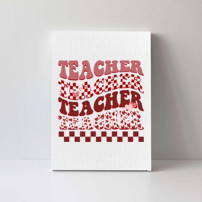 Teacher Valentine Groovy Cute Canvas