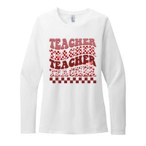 Teacher Valentine Groovy Cute Womens CVC Long Sleeve Shirt