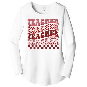 Teacher Valentine Groovy Cute Women's Perfect Tri Tunic Long Sleeve Shirt