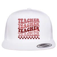 Teacher Valentine Groovy Cute Flat Bill Trucker Hat