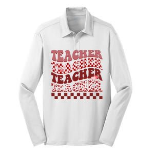 Teacher Valentine Groovy Cute Silk Touch Performance Long Sleeve Polo