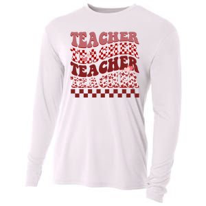 Teacher Valentine Groovy Cute Cooling Performance Long Sleeve Crew