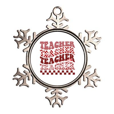 Teacher Valentine Groovy Cute Metallic Star Ornament