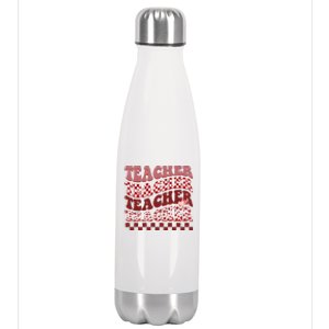 Teacher Valentine Groovy Cute Stainless Steel Insulated Water Bottle