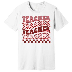 Teacher Valentine Groovy Cute Premium T-Shirt