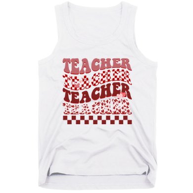 Teacher Valentine Groovy Cute Tank Top