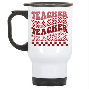 Teacher Valentine Groovy Cute Stainless Steel Travel Mug