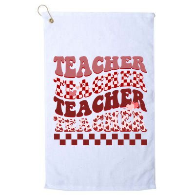 Teacher Valentine Groovy Cute Golf Towel