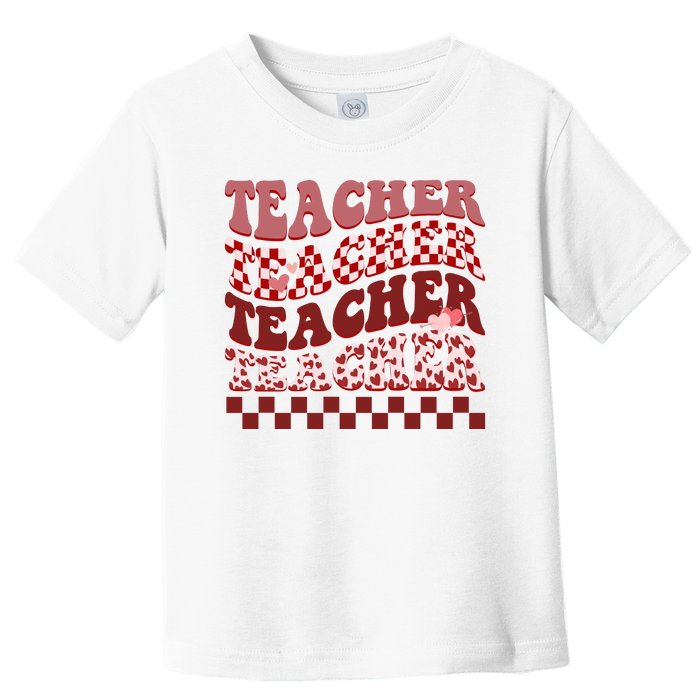 Teacher Valentine Groovy Cute Toddler T-Shirt