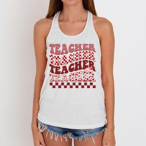 Teacher Valentine Groovy Cute Women's Knotted Racerback Tank