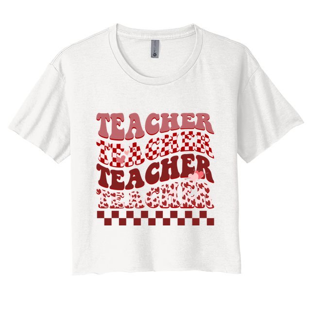 Teacher Valentine Groovy Cute Crop Top