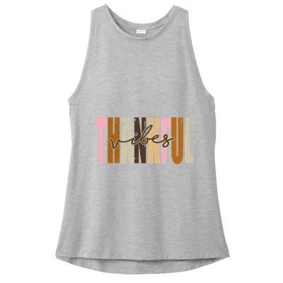 Thankful Vibes Holiday Cute Ladies PosiCharge Tri-Blend Wicking Tank