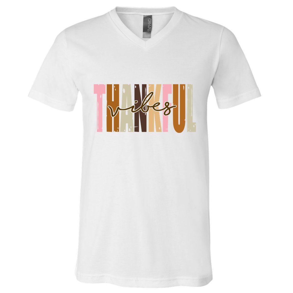 Thankful Vibes Holiday Cute V-Neck T-Shirt