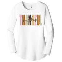 Thankful Vibes Holiday Cute Women's Perfect Tri Tunic Long Sleeve Shirt