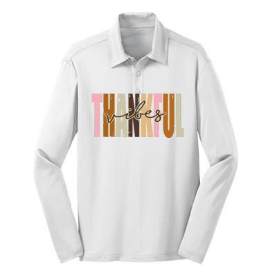 Thankful Vibes Holiday Cute Silk Touch Performance Long Sleeve Polo