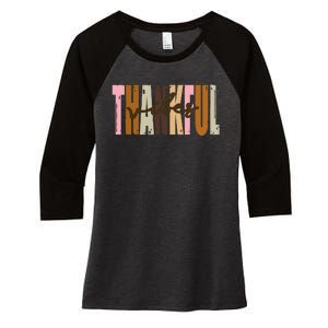 Thankful Vibes Holiday Cute Women's Tri-Blend 3/4-Sleeve Raglan Shirt