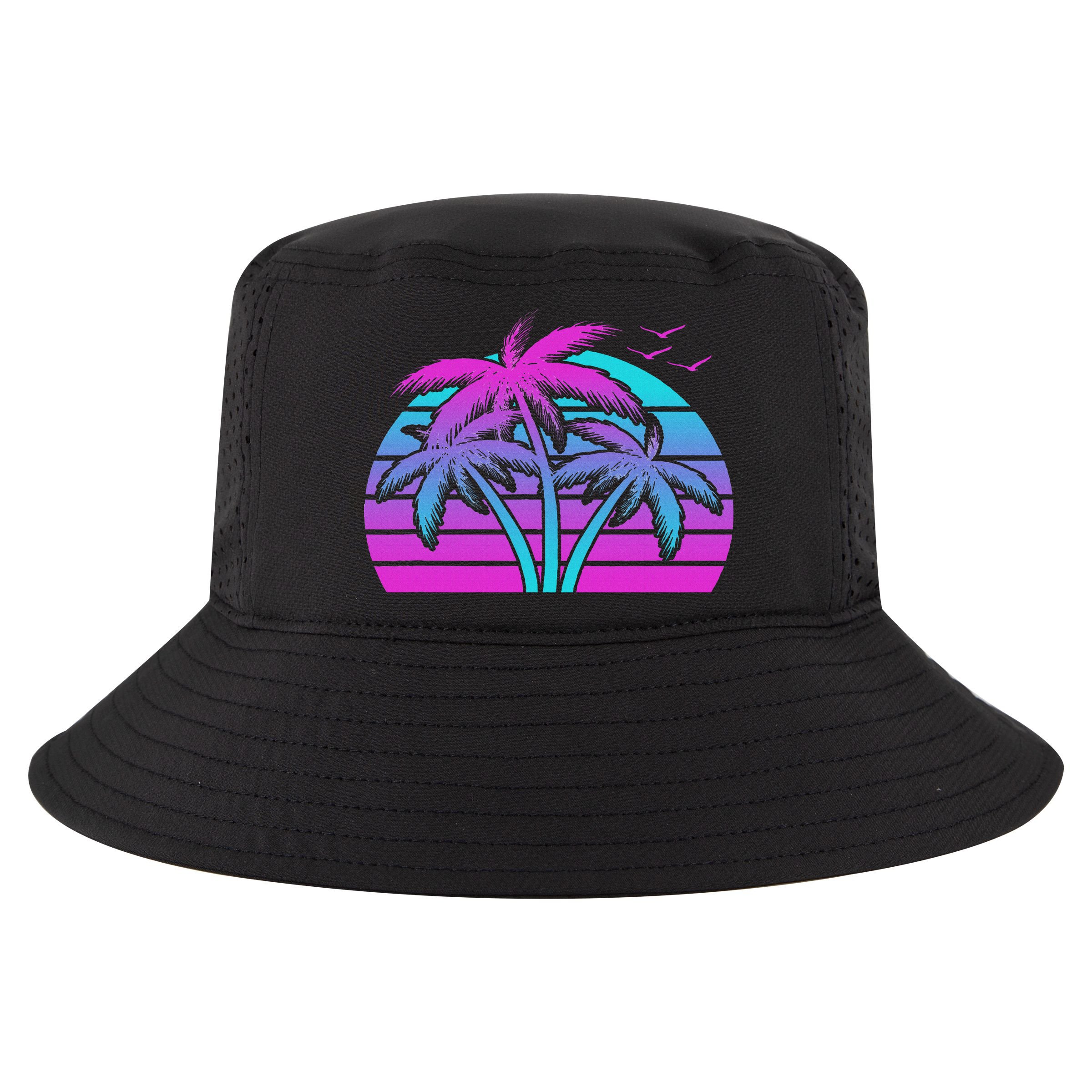 Tropical Vaporwave Hawaiian Palm Tree Hawaii Beach Edm  Cool Comfort Performance Bucket Hat