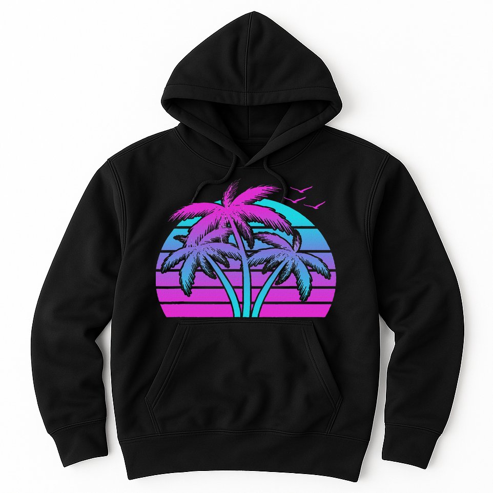 Tropical Vaporwave Hawaiian Palm Tree Hawaii Beach Edm  Hoodie