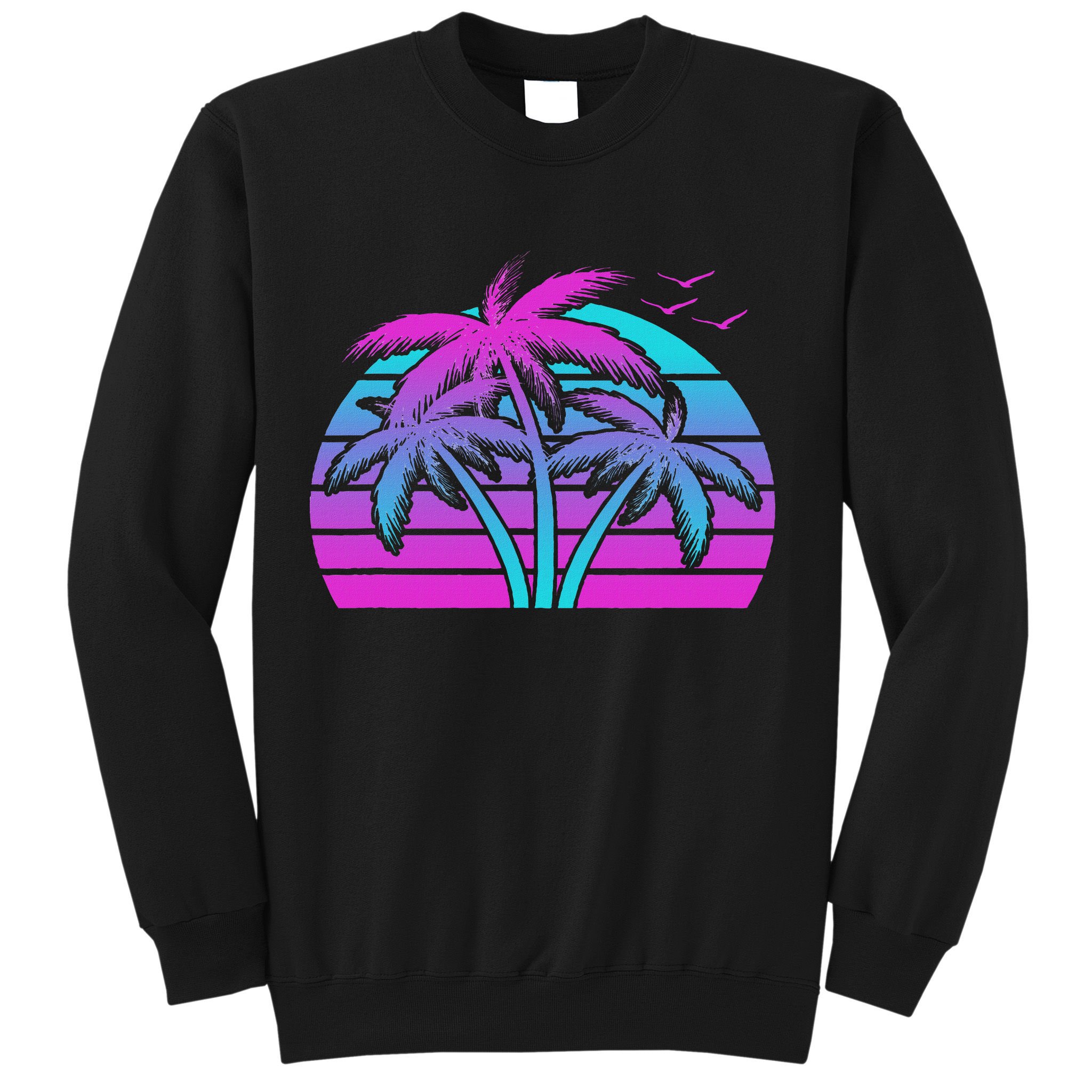 Tropical Vaporwave Hawaiian Palm Tree Hawaii Beach Edm  Sweatshirt