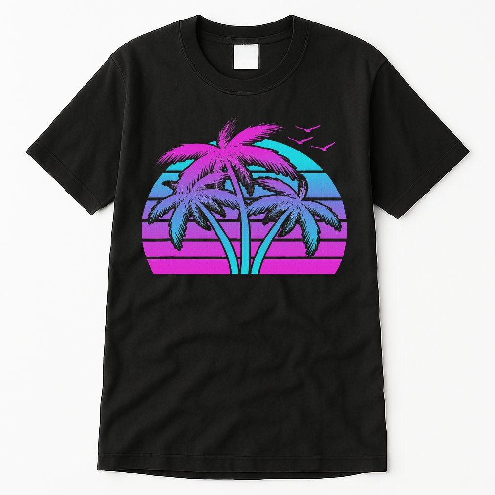 Tropical Vaporwave Hawaiian Palm Tree Hawaii Beach Edm  Tall T-Shirt