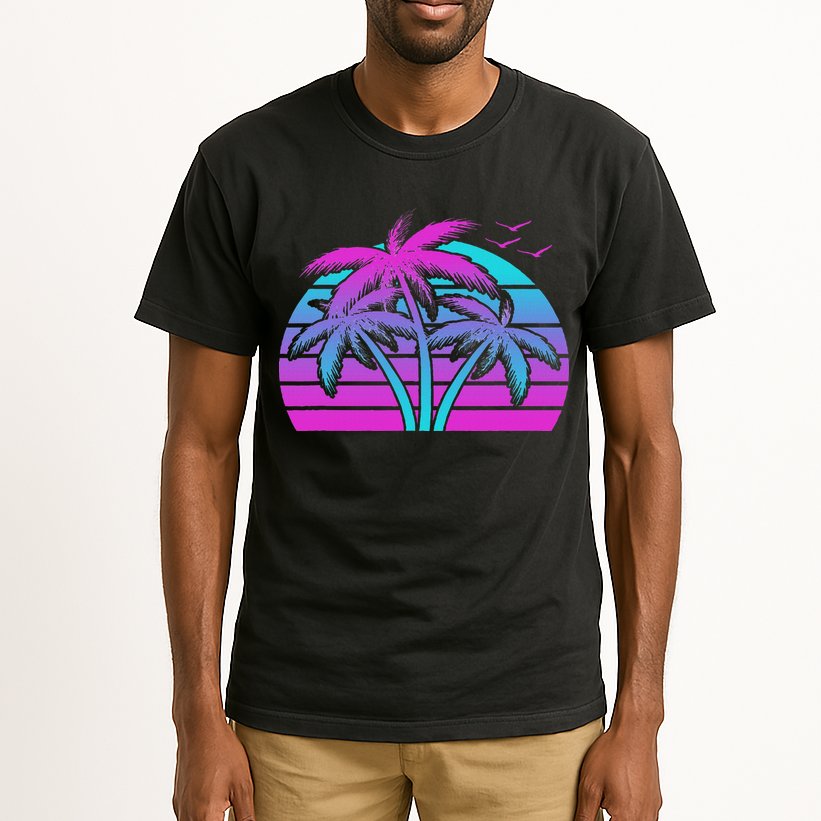 Tropical Vaporwave Hawaiian Palm Tree Hawaii Beach Edm  Tall T-Shirt