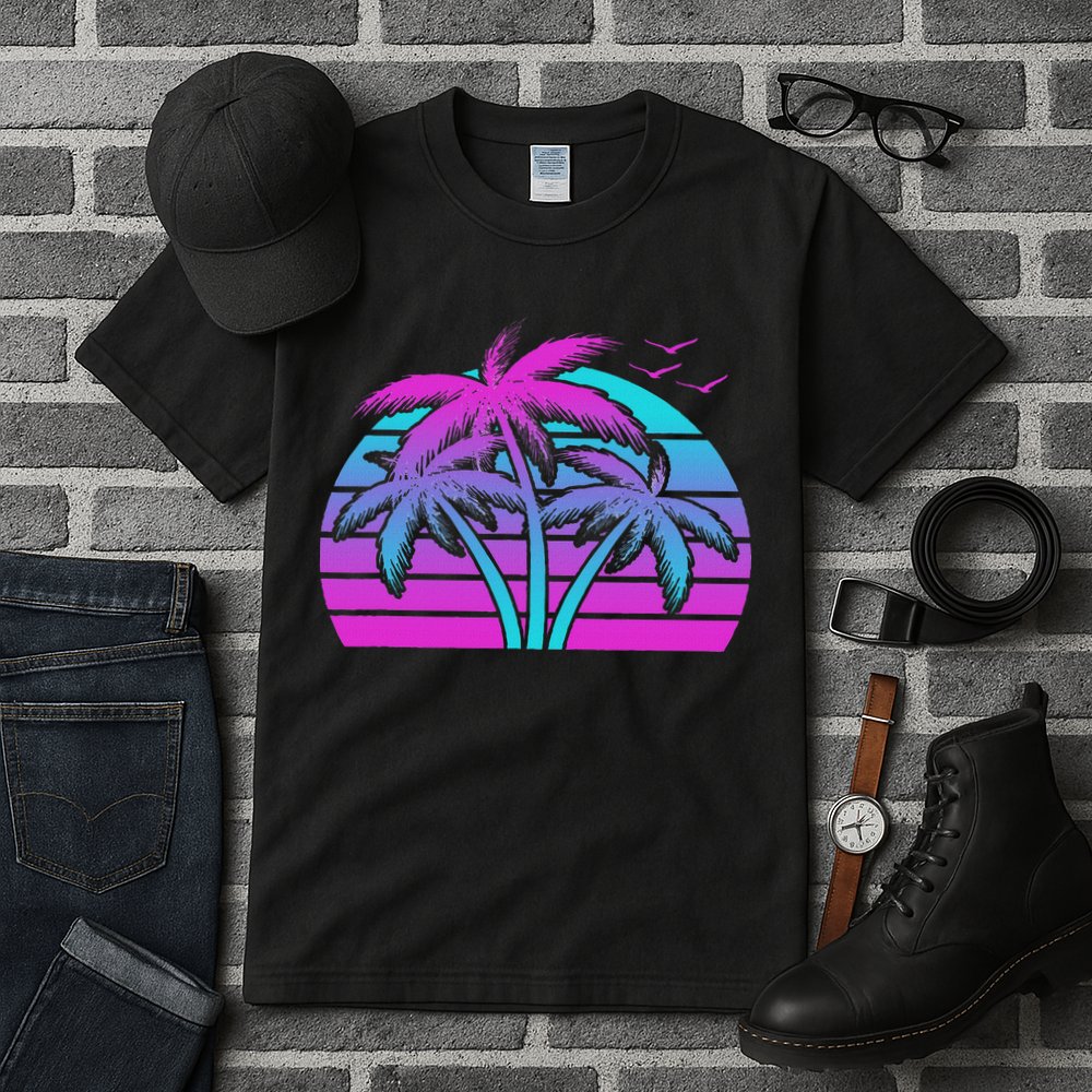 Tropical Vaporwave Hawaiian Palm Tree Hawaii Beach Edm  Tall T-Shirt