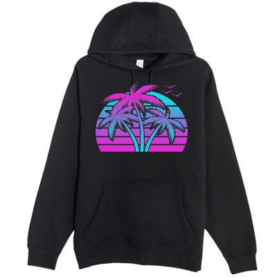 Tropical Vaporwave Hawaiian Palm Tree Hawaii Beach Edm  Premium Pullover Hoodie