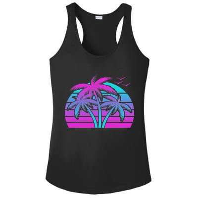 Tropical Vaporwave Hawaiian Palm Tree Hawaii Beach Edm  Ladies PosiCharge Competitor Racerback Tank