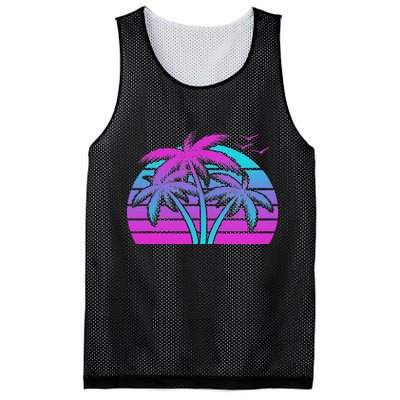 Tropical Vaporwave Hawaiian Palm Tree Hawaii Beach Edm  Mesh Reversible Basketball Jersey Tank