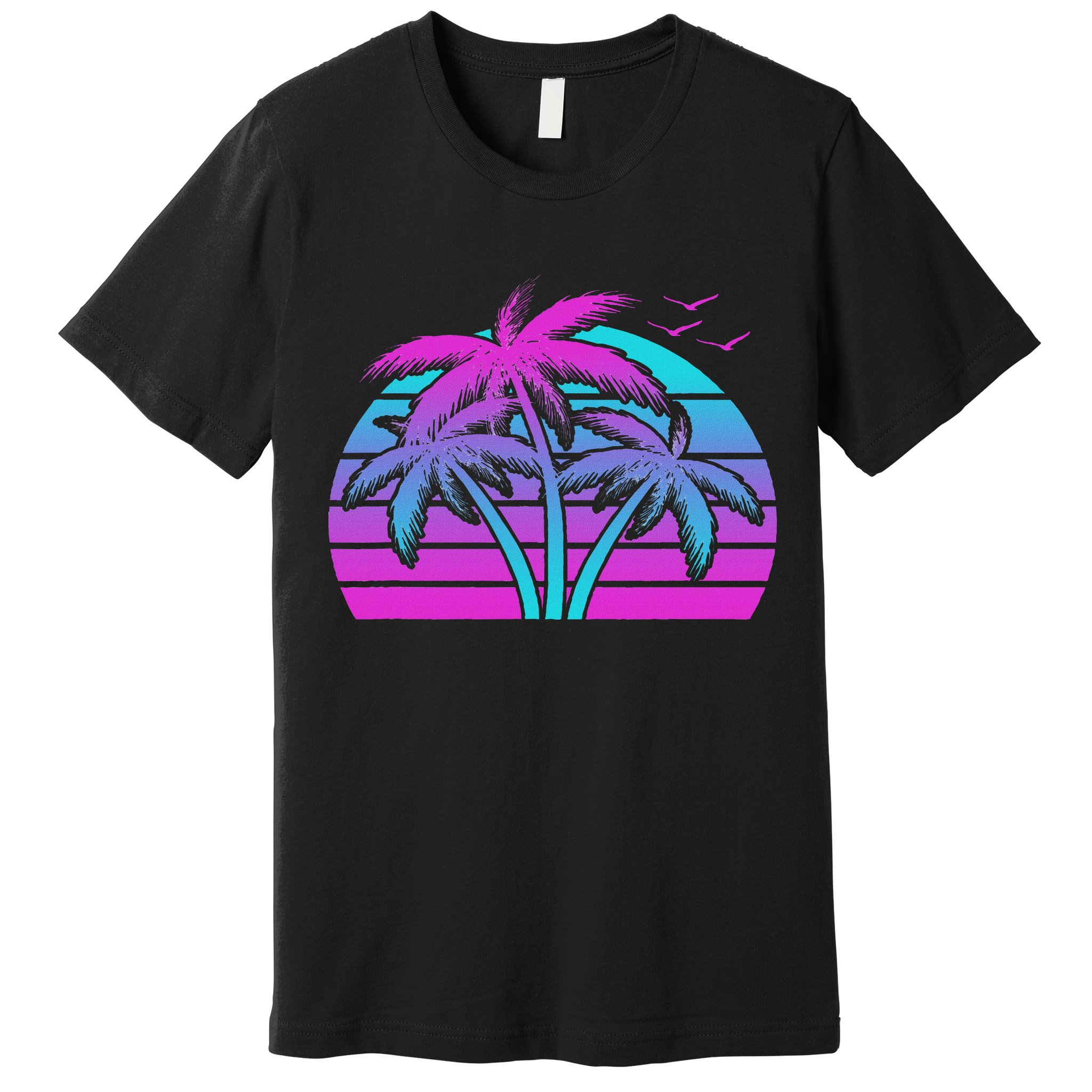 Tropical Vaporwave Hawaiian Palm Tree Hawaii Beach Edm  Premium T-Shirt