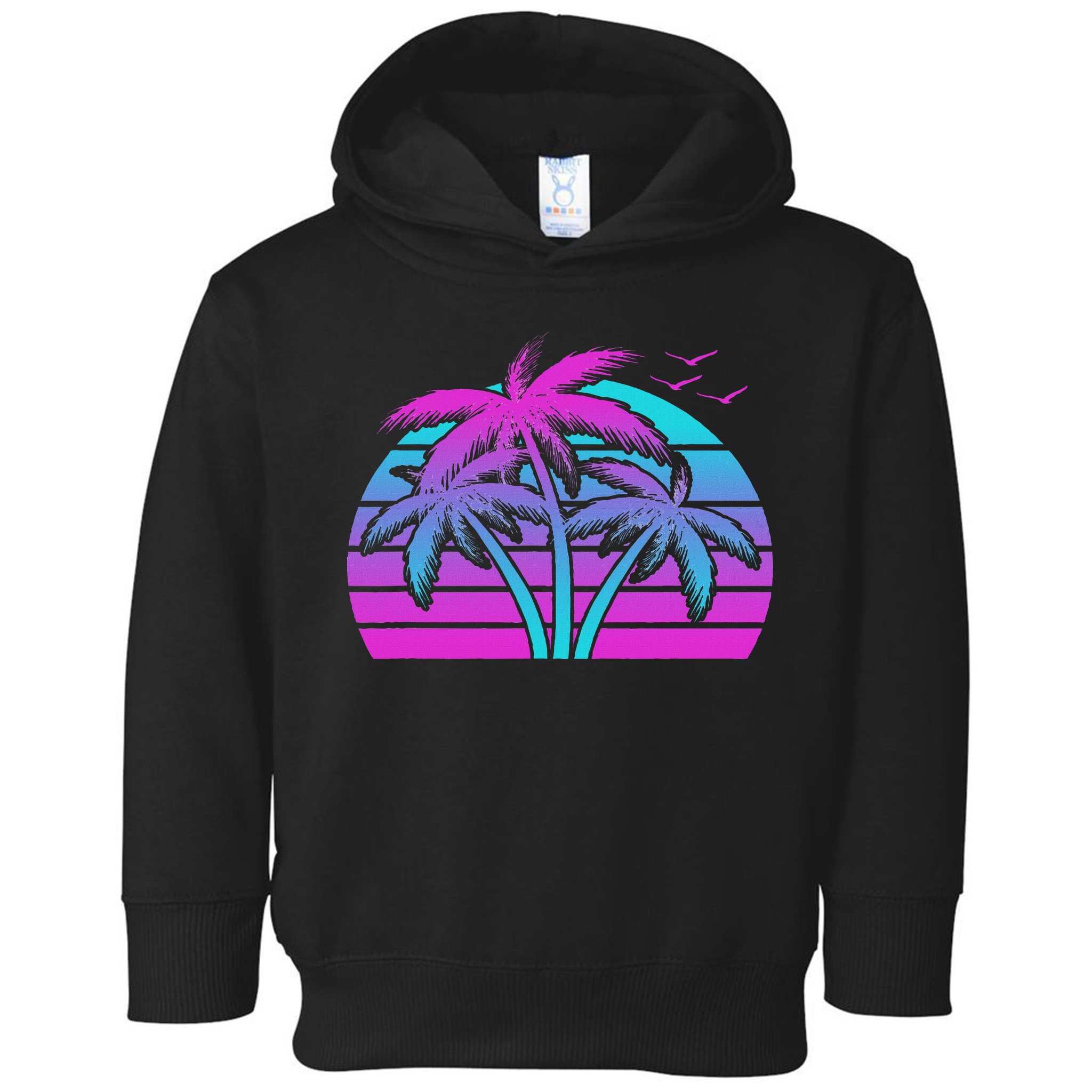 Tropical Vaporwave Hawaiian Palm Tree Hawaii Beach Edm  Toddler Hoodie