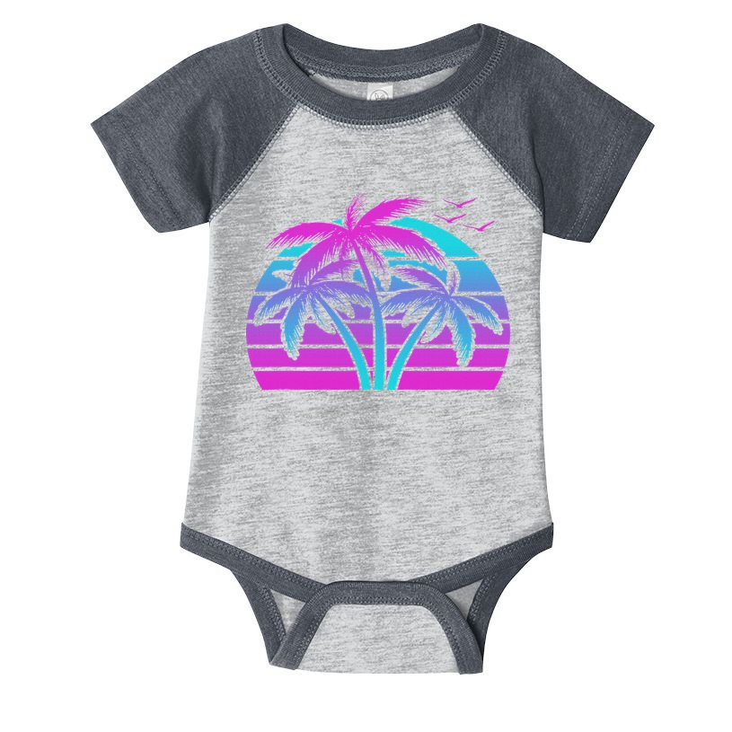 Tropical Vaporwave Hawaiian Palm Tree Hawaii Beach Edm  Infant Baby Jersey Bodysuit
