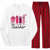 Teacher Valentine Heart Pencil Coquette Bow Long Sleeve Pajama Set