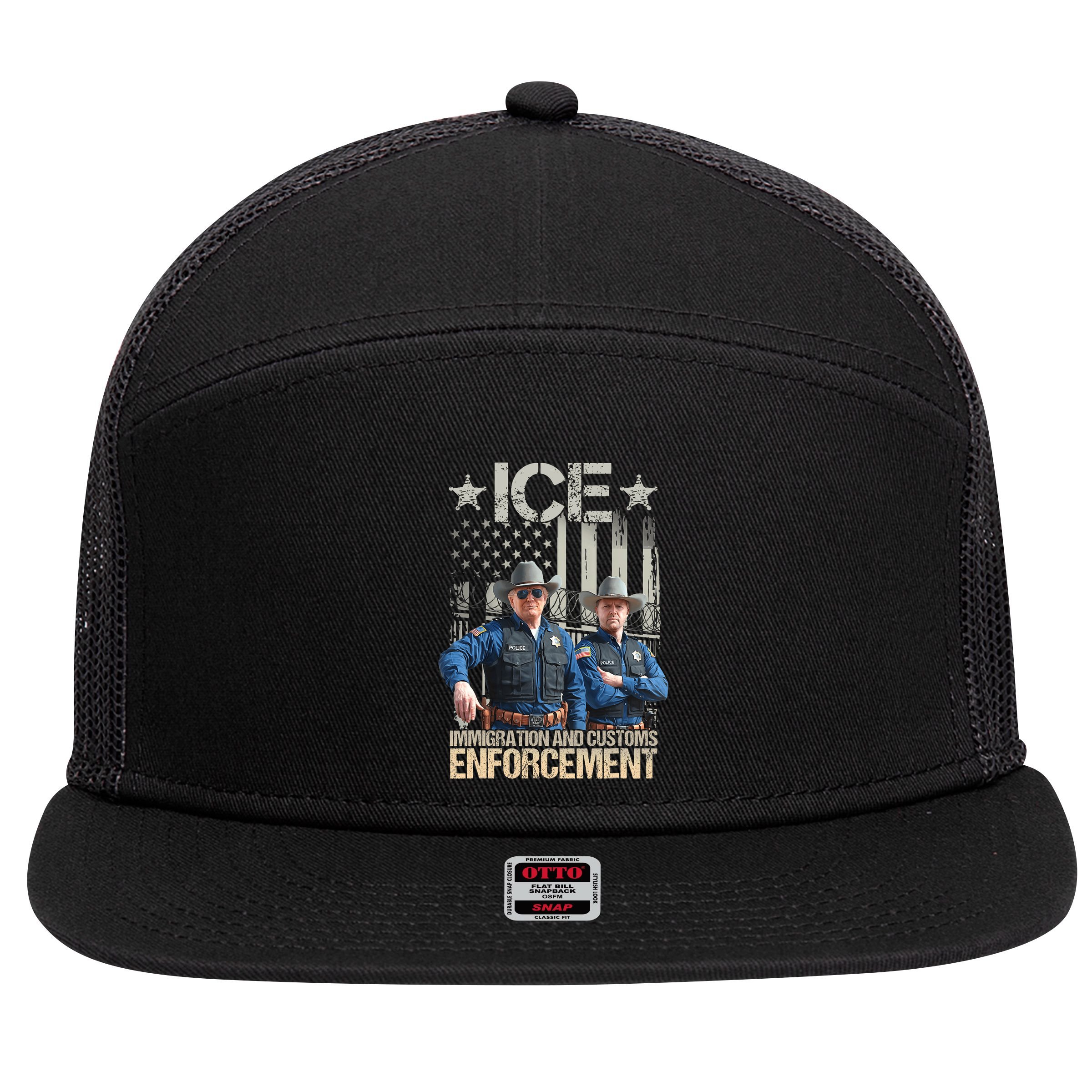 Trump Vance Ice Immigration And Customs Enforcement 7 Panel Mesh Trucker Snapback Hat