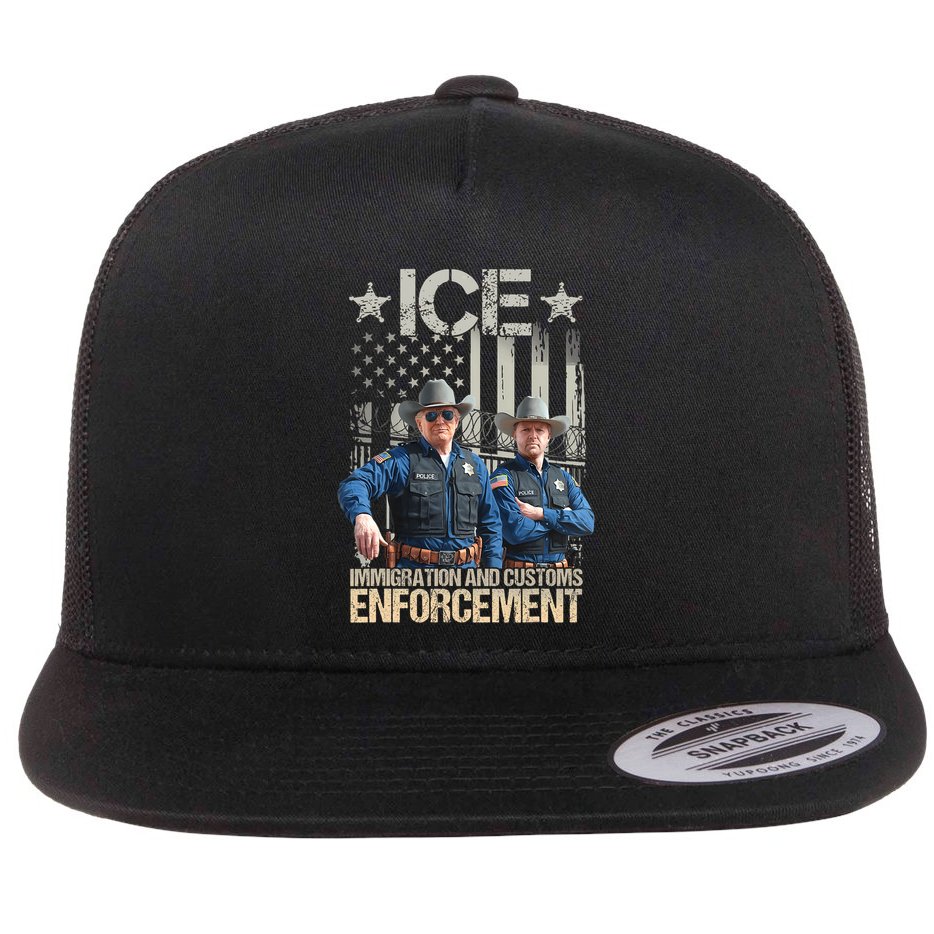 Trump Vance Ice Immigration And Customs Enforcement Flat Bill Trucker Hat